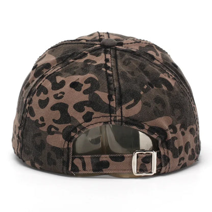 New Spring and Autumn Washed Leopard Print Baseball Cap All Cotton Camouflage Duckbill Cap Fashionable