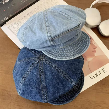 Japanese Retro Denim Cloud Berets Cap