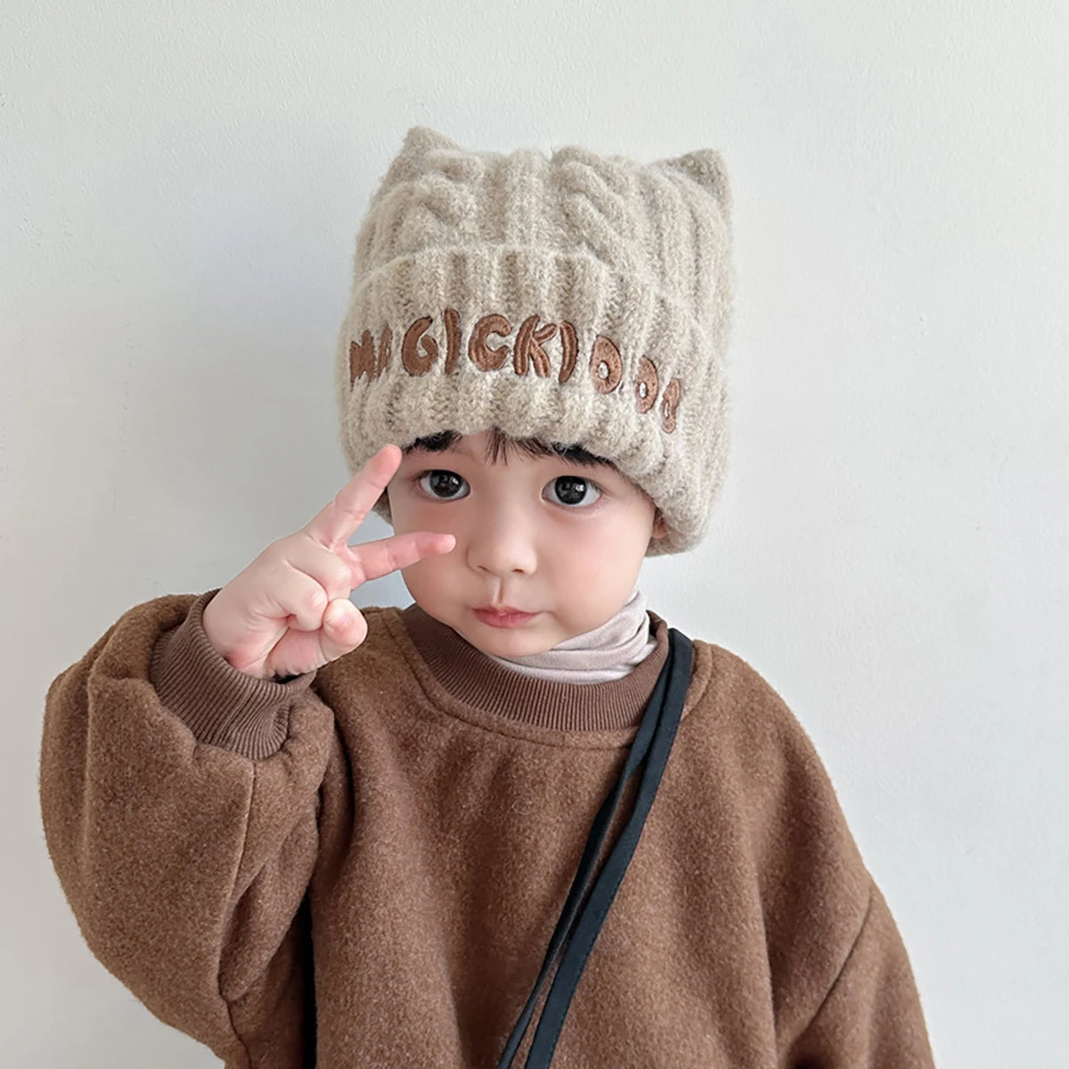 Fashion Letter Children Knitted Hat Boy Girl Thicken Woolen Pullover Cap