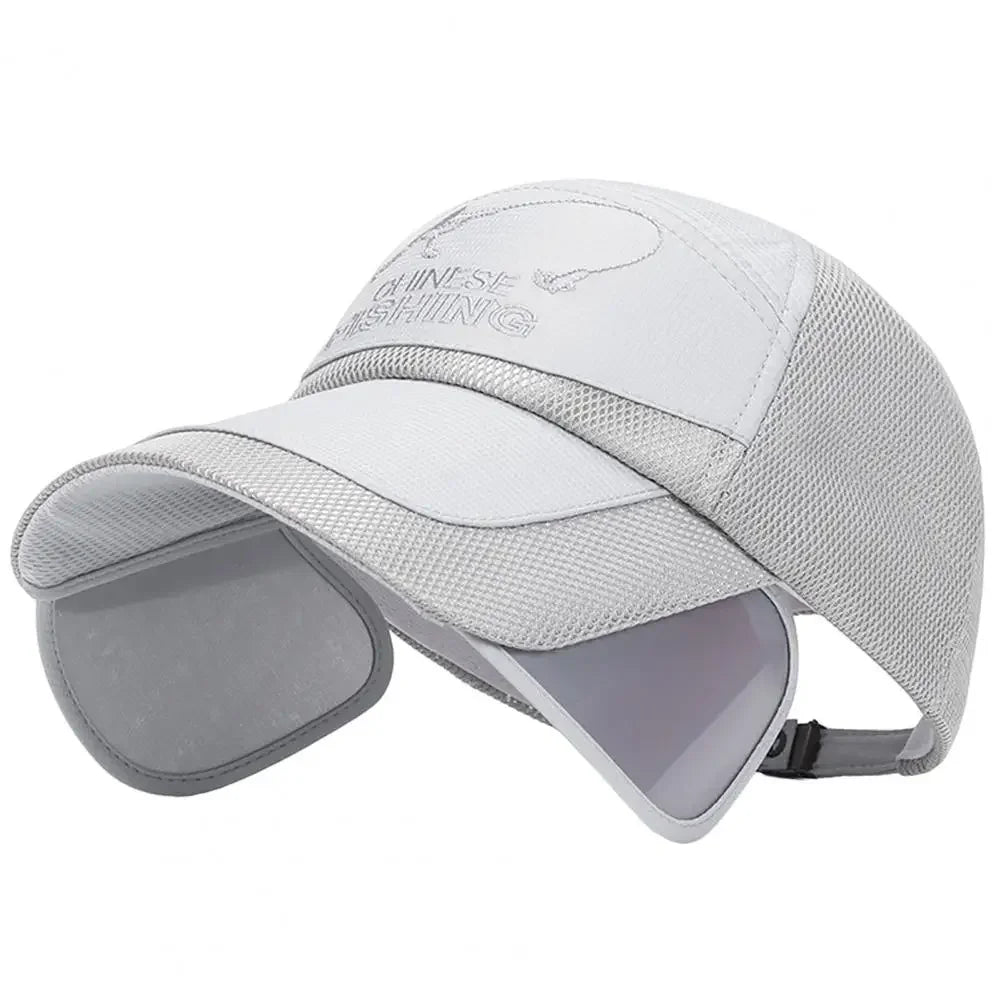 Adjustable Sun Visor Hat Retractable Brim Fishing Cap Quick-Drying Breathable Mesh