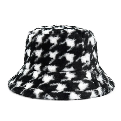 2024 New Winter Bucket-Hats Fluffy Fur Men Women Panama Hat