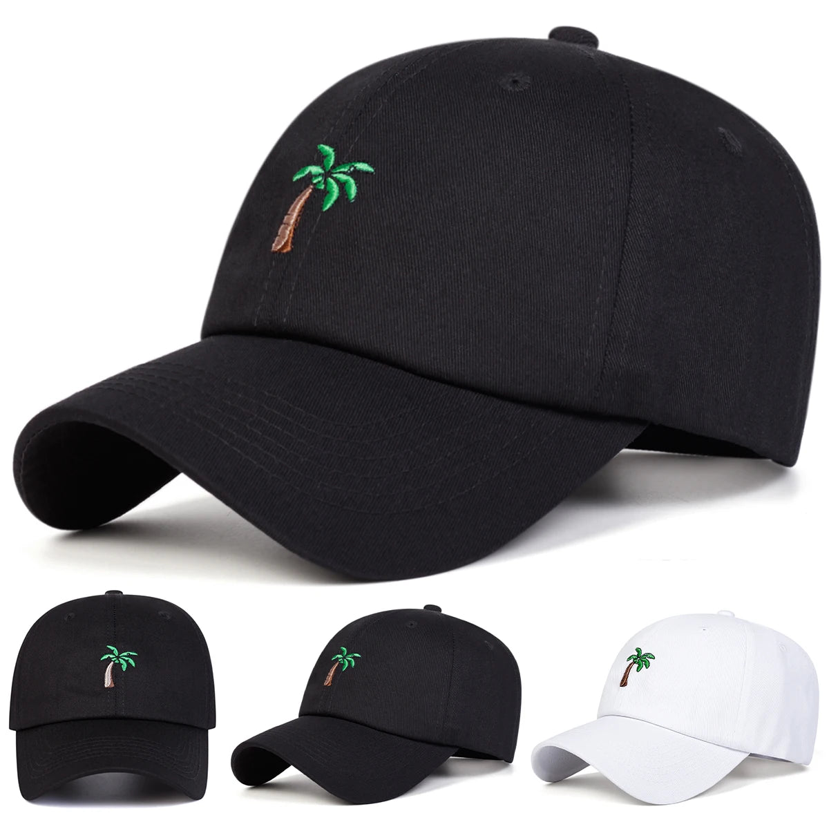 Unisex Coconut Tree Embroidery Baseball Caps