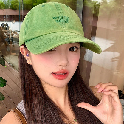 Solid Color Letter Baseball Hat For Women Embroidery Adjustable Sun Hat Girl Outdoor Causal Duck Cap