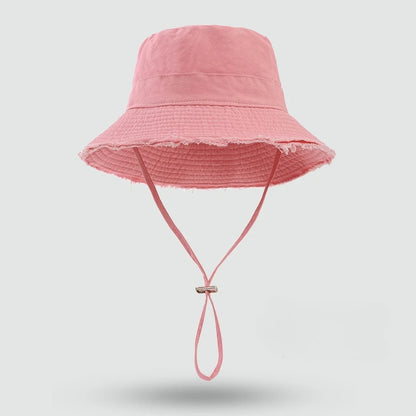 Unisex Large Brim Fringed Fisherman Hat Solid Color