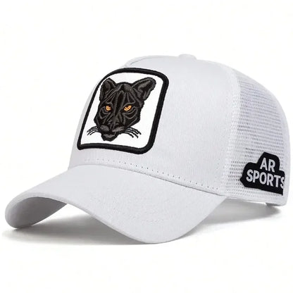 Unisex Panther Embroidery Baseball Net Caps Spring and Summer