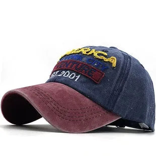 Summer New Pure Cotton Distressed Washed Baseball Cap Highway Embroidered Duckbill Cap Sunshade Hat
