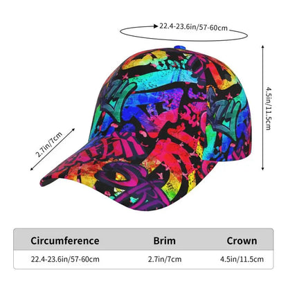 Custom Graffiti Art Print Baseball Cap Unisex Hip Hop Baseball Cap for Men Women