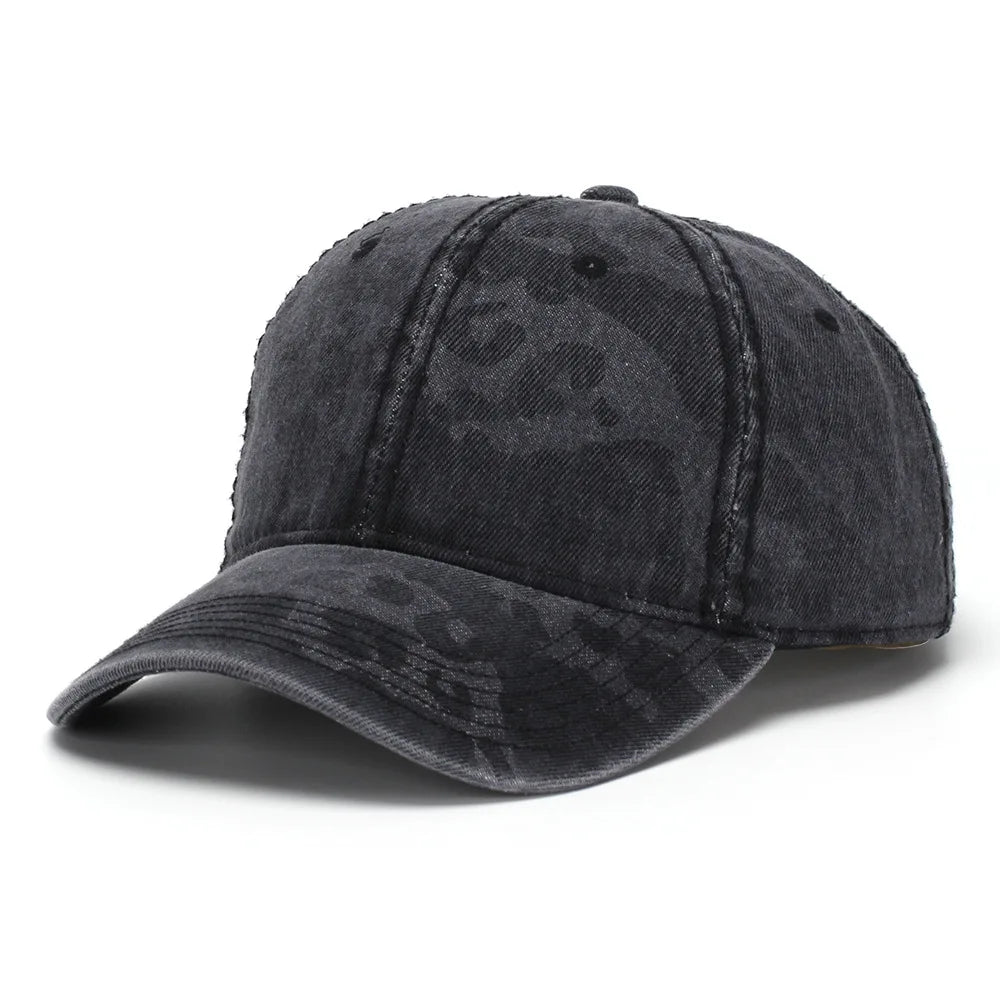 New Spring and Autumn Washed Leopard Print Baseball Cap All Cotton Camouflage Duckbill Cap Fashionable