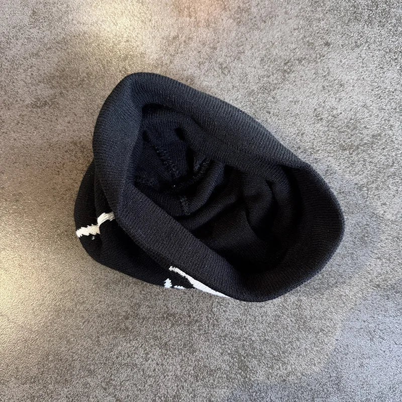 Face Pattern Knitted Beanie Casual Skull Cap Warm Sports Hat For Cycling Skiing