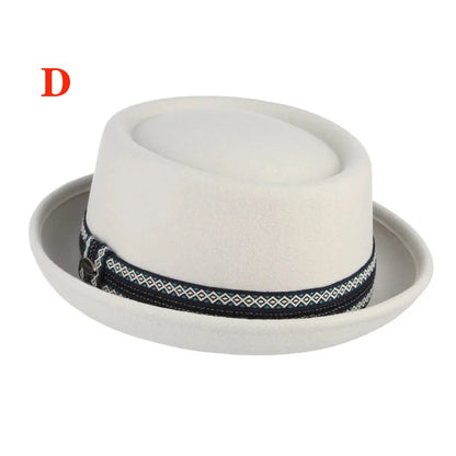 100% Wool Pork Pie Fedora Hat For Women Men