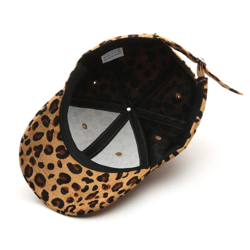 Unisex Leopard Baseball Cap For Women Men's Retro Corduroy Winter Hat