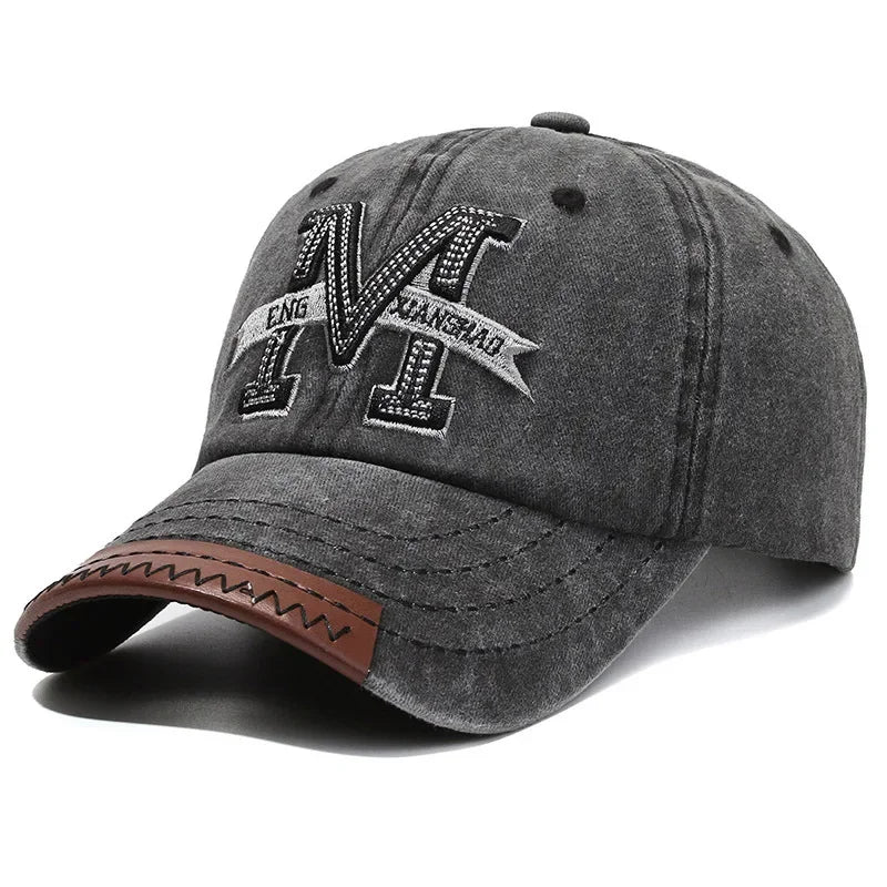 Unisex Baseball Cap M Letter Embroidery Dad Hat Women Men Outdoor Washed Cotton Cap