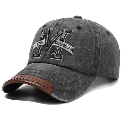 Unisex Baseball Cap M Letter Embroidery Dad Hat Women Men Outdoor Washed Cotton Cap