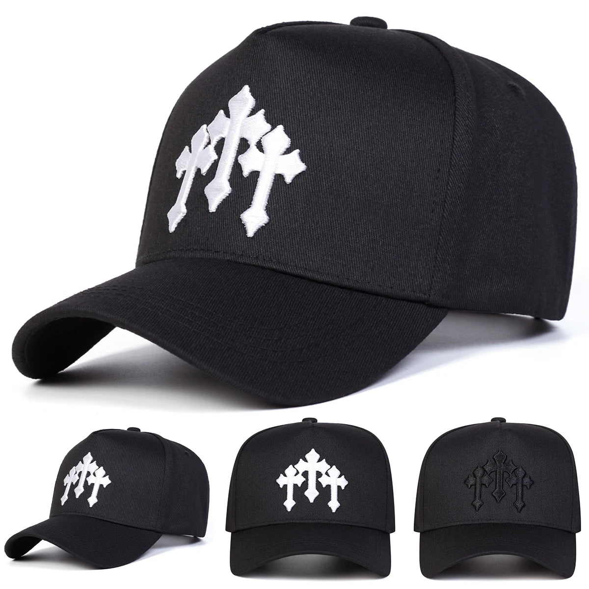 Unisex Cross Embroidery Baseball Caps Spring And Autumn