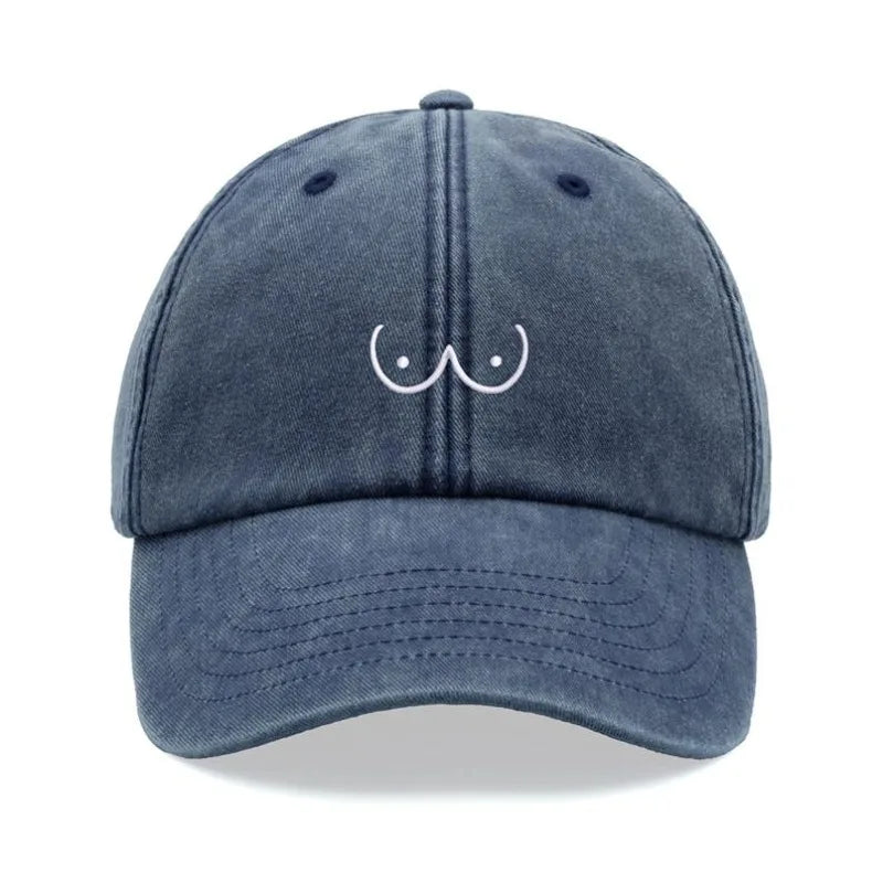 1pc Boobs Cartoon Baseball Caps for Women,Vintage Washed Funny