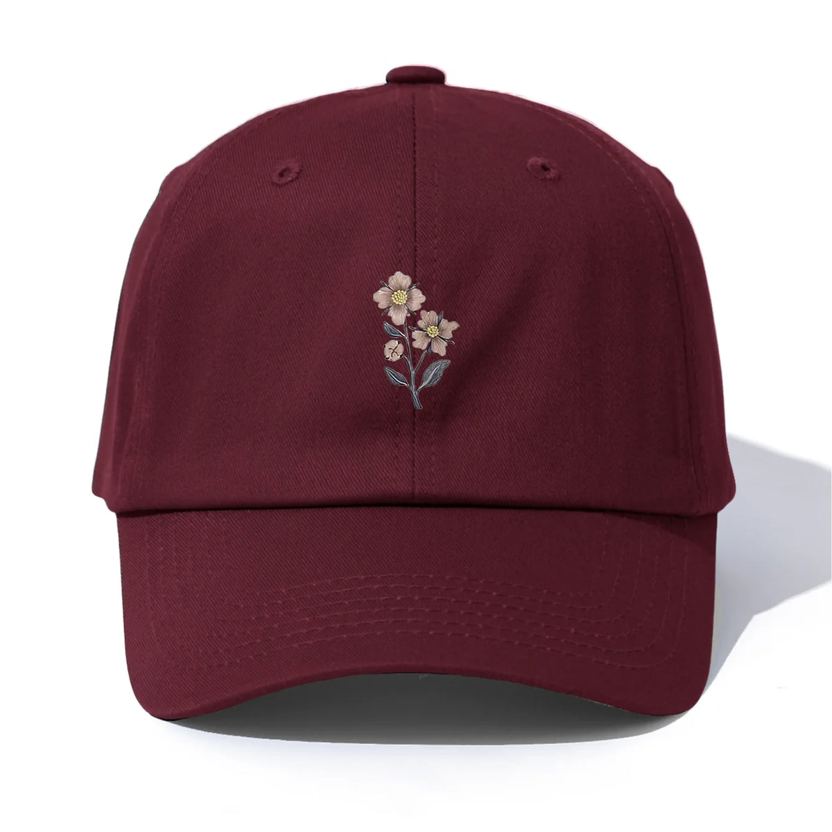 Flower Print  Baseball Cap For Adults Minimalist Retro Style Casual Soft Adjustable Dad Hat Perfect As Gift