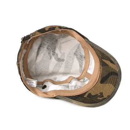 Vintage Camouflage Hats For Men Women Spring Summer Flat Top