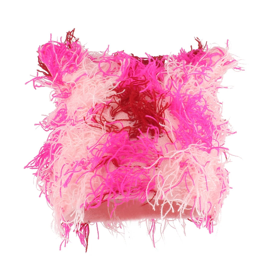 Autumn Winter Hats For Women Cute Cat Ears Knitted Hat Unisex Fashion Street Punk Caps