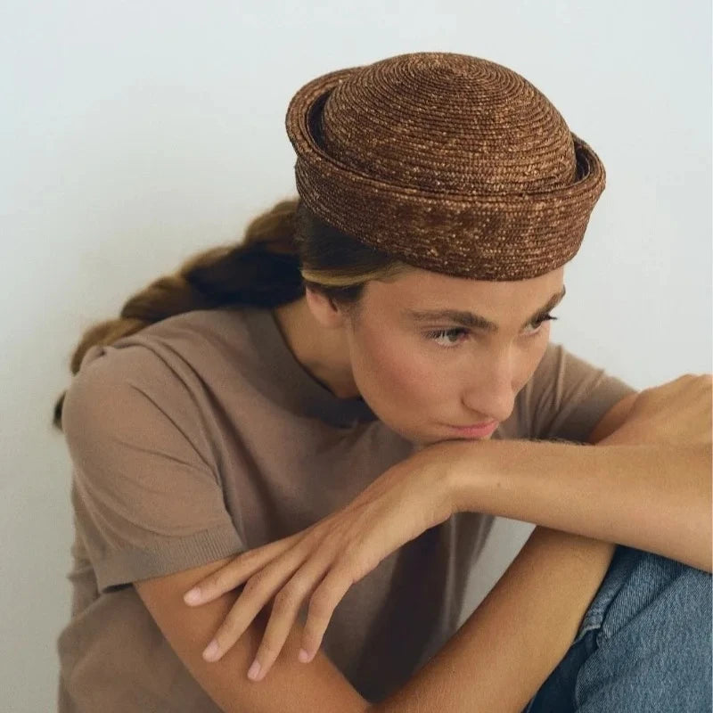 Natural Straw Sun Hat Ins Blogger Fashion Summer Flat Berets Women