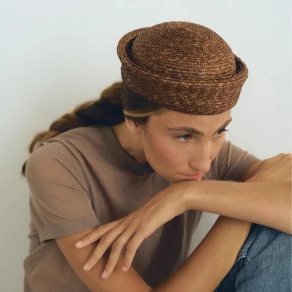 Natural Straw Sun Hat Ins Blogger Fashion Summer Flat Berets Women