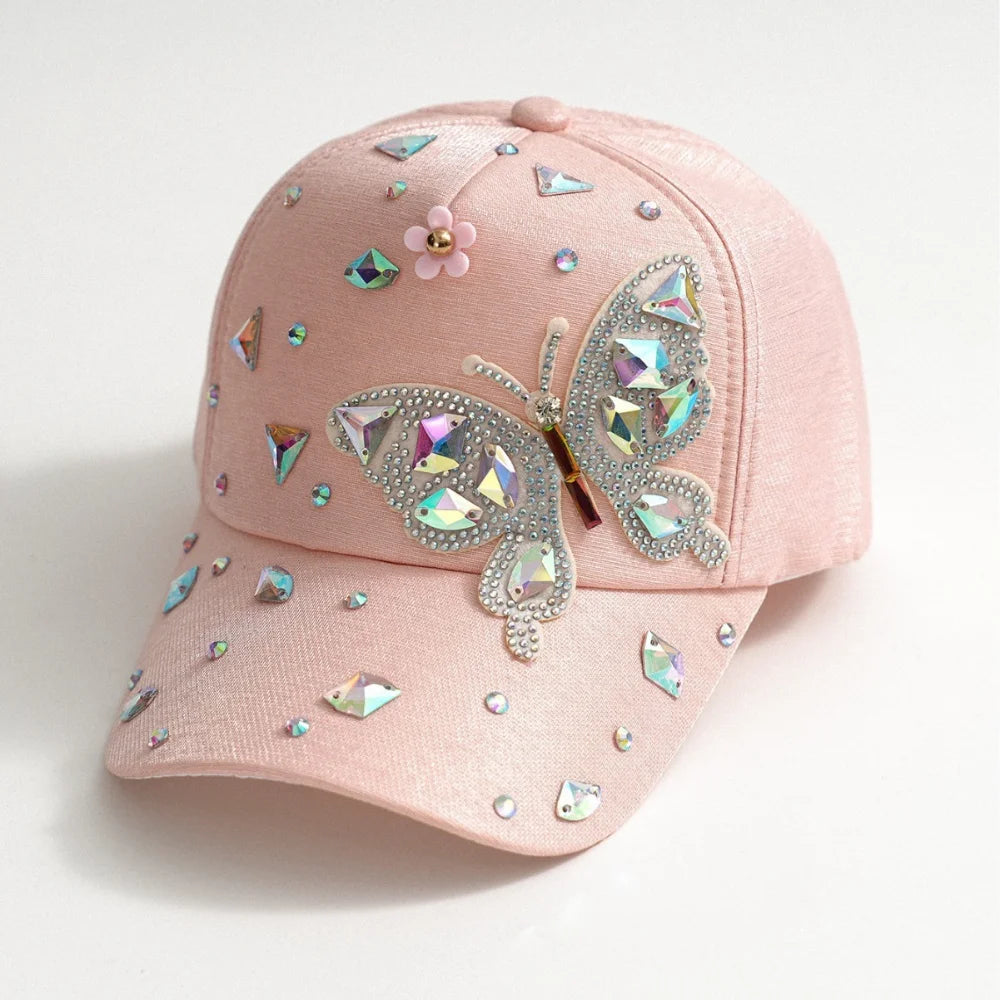 Full-Diamond Butterfly Three-Dimensional Decorative Baseball Cap