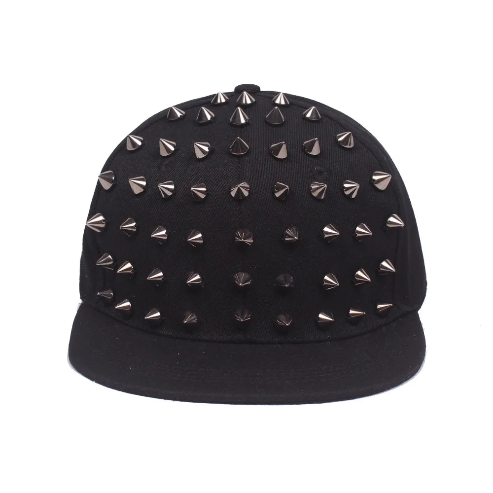 Men and Women's Rivet Flat Hat, Punk Rock, Hip Hop Stud Snapback Caps, Male, Female, Youth, Teenagers, Boys, Girls