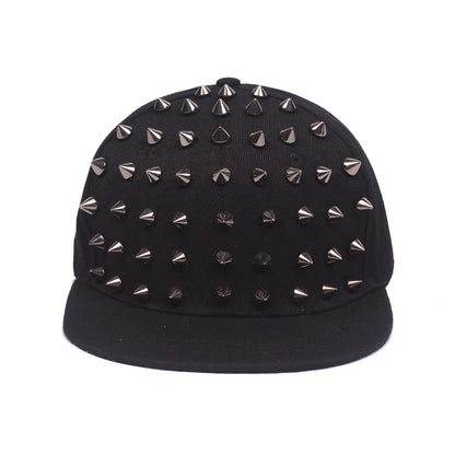 Men and Women's Rivet Flat Hat, Punk Rock, Hip Hop Stud Snapback Caps, Male, Female, Youth, Teenagers, Boys, Girls