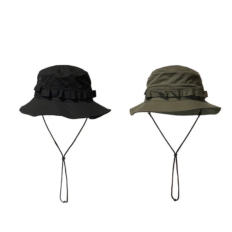 Newest Four Seasons Cotton Solid Bucket Hat With Small Pocket Fisherman Hat