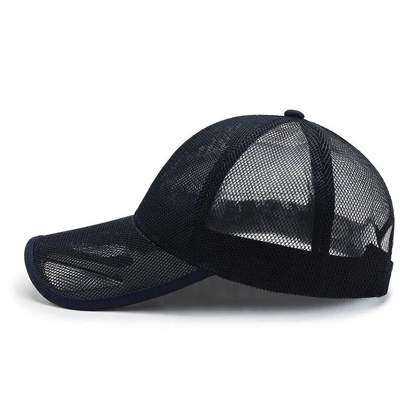 Summer Men Hat Openwork Brim Breathable Mesh Cap Outdoor Sports