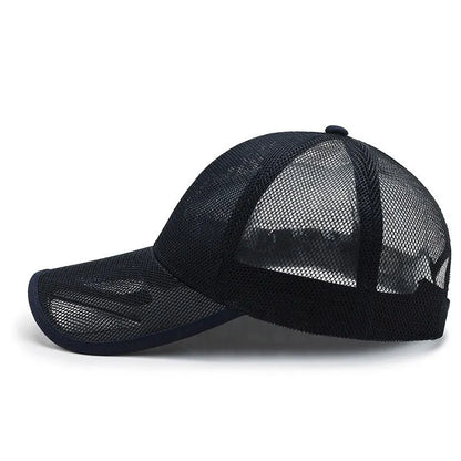 Summer Men Hat Openwork Brim Breathable Mesh Cap