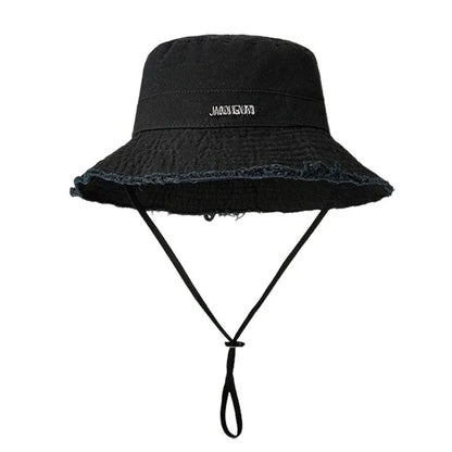 100% Cotton Washed Frayed Edge Bucket Hat