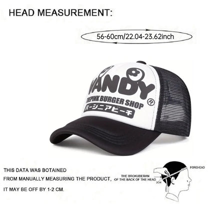 Net Cap Vandy Japanese Printed Fashion Street Hip Hop Hat Outdoor Leisure Daily Sunshade Hat Unisex Baseball Hat