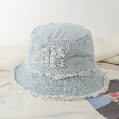 New Denim Bucket Washed Retro Wide Brim Hat