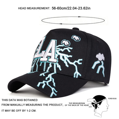 Unisex LA Embroidery Lightning Baseball Caps Spring Autumn