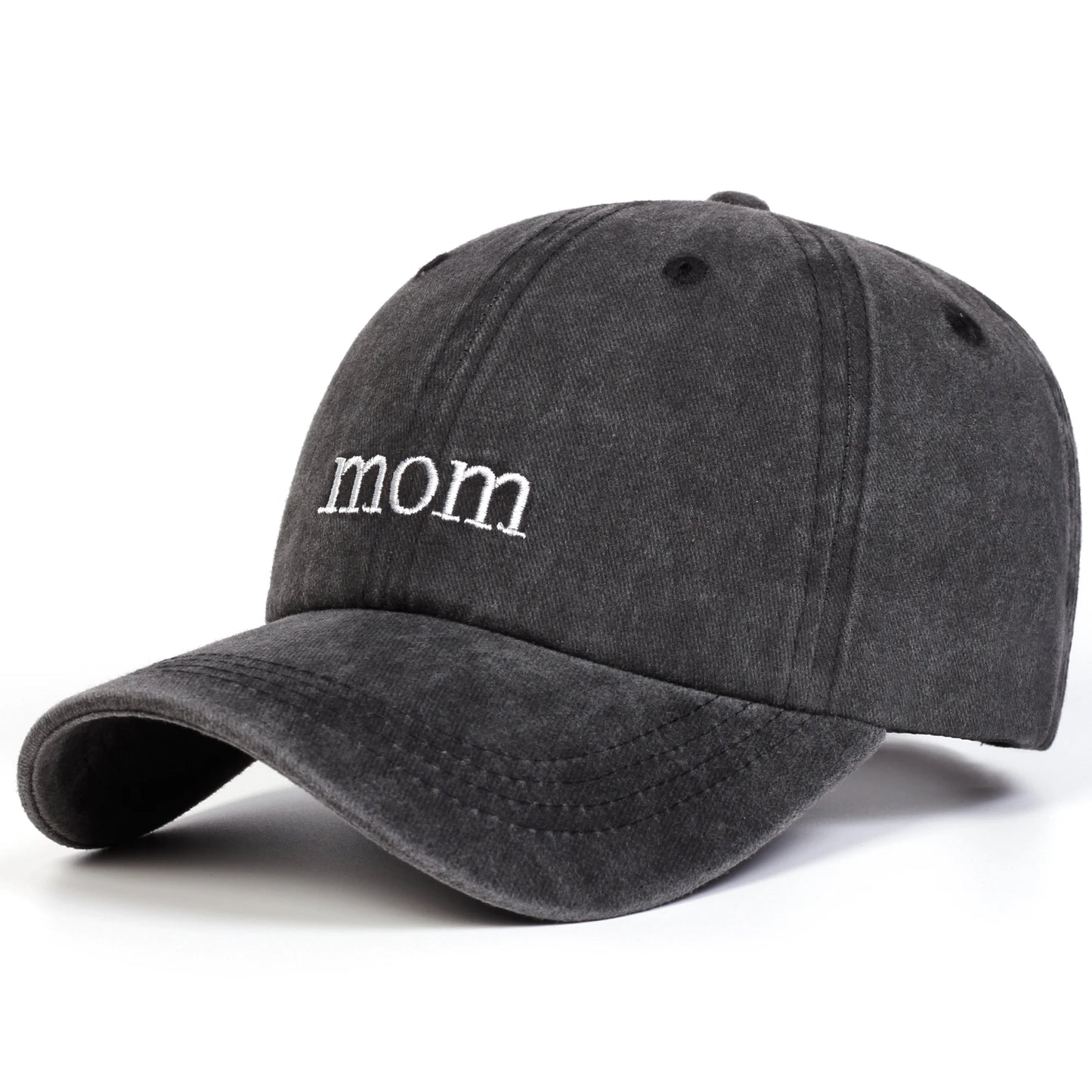 Unisex Mom Dad Letter Embroidery Washed Baseball Cap Spring Autumn