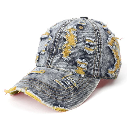 Retro Washed Denim Ripped Color Baseball Cap