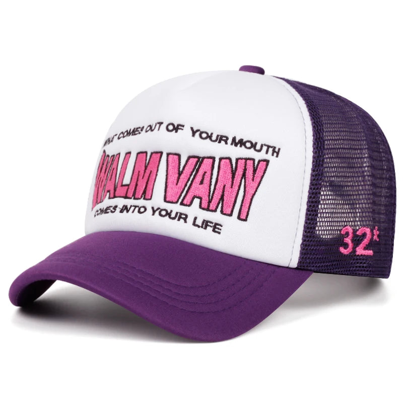 Mesh Hat Wam Vany Side Lipprint Embroidery Outdoor Leisure Sports