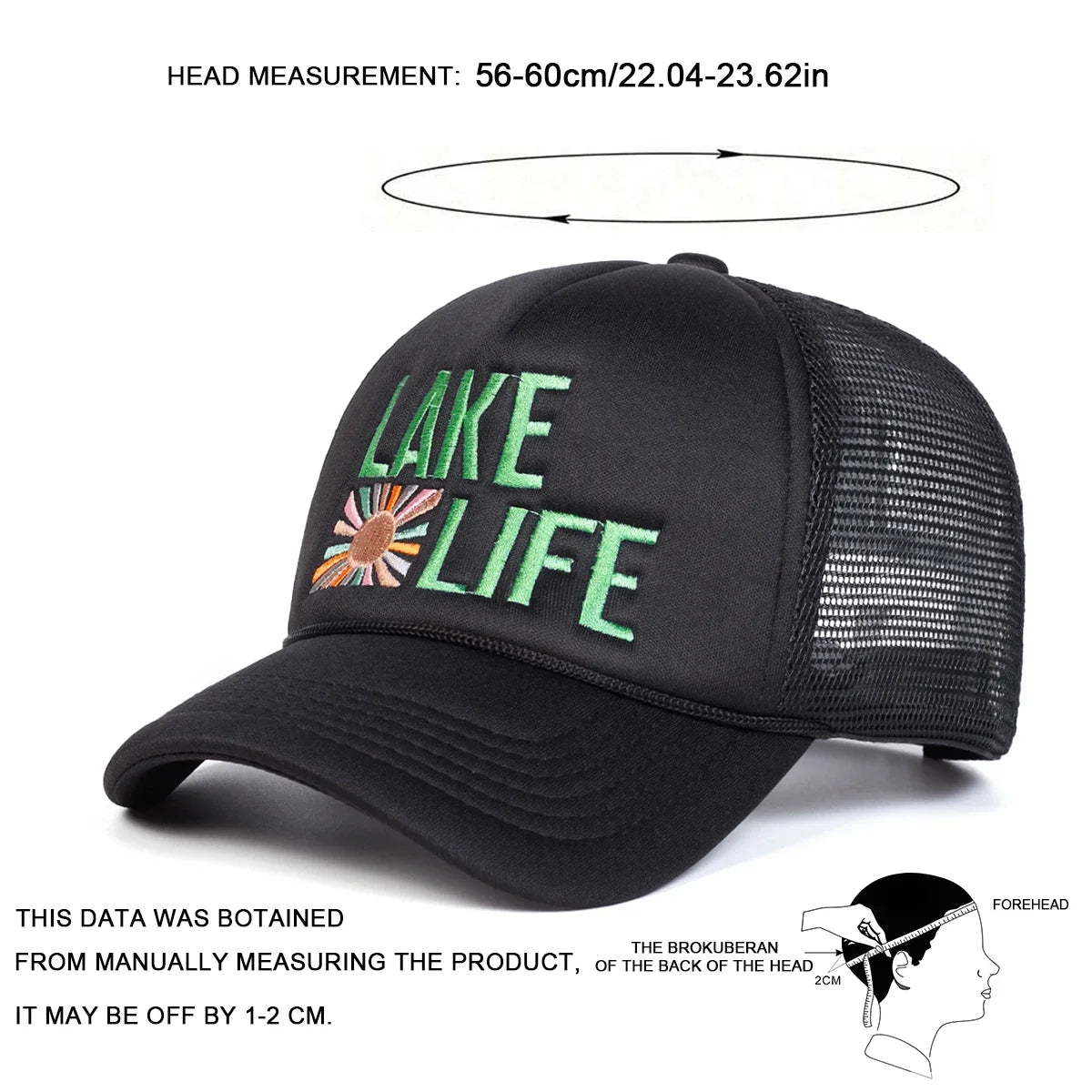 Unisex Lake Life Letter Embroidery Baseball Net Caps Spring and Summer