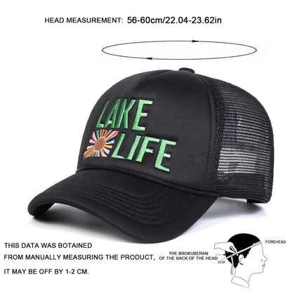 Unisex Lake Life Letter Embroidery Baseball Net Caps Spring and Summer