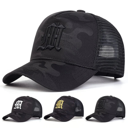 Fashion M Letter Camouflage Embroidery Baseball Net Caps Spring And Summer