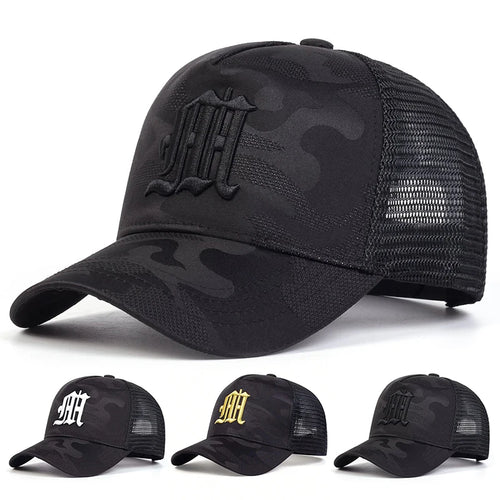 Fashion M Letter Camouflage Embroidery Baseball Net Caps Spring And Summer