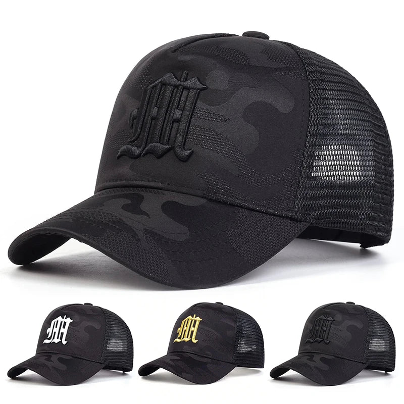 Fashion M Letter Camouflage Embroidery Baseball Net Caps