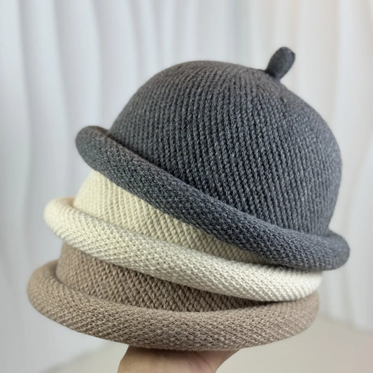 Fashion Bucket Hats Knitted Melon Skin Hats