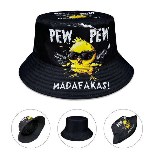 Cool Duck'Pew Pew' 3D Graphic Fisherman Hat, Lightweight Cartoon Duck Design with Glasses