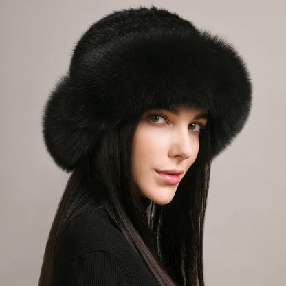 New Genuine Real Natural Knitted Mink Fur Hat Cap Real Fox Fur Beanies