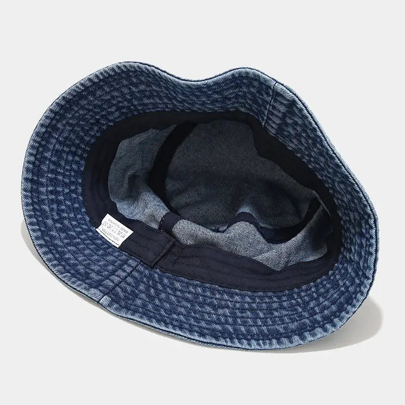 Denim Solid Color Bucket Hat Fisherman Hat Outdoor