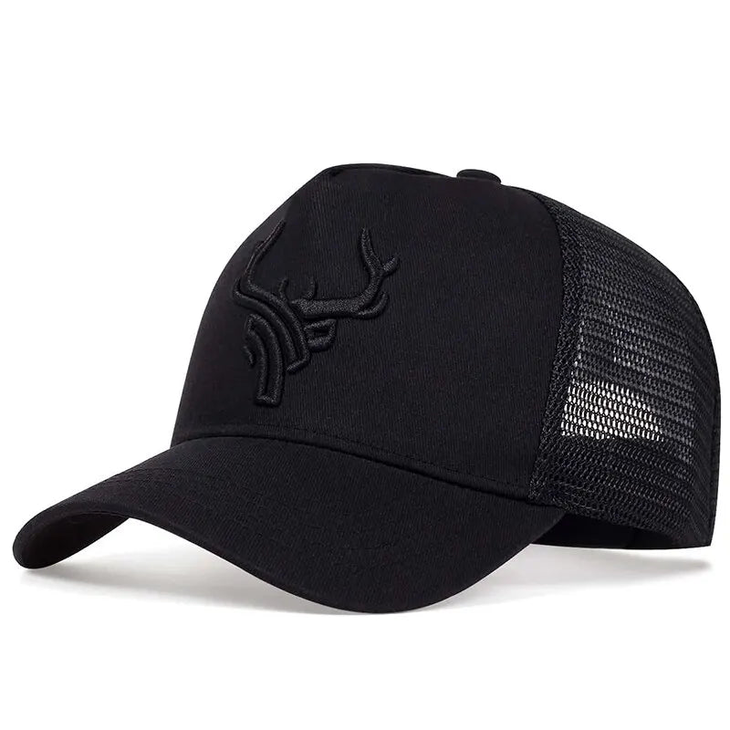 Unisex Animal Antlers Embroidery Baseball Net Caps Spring and Summer