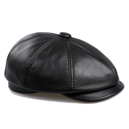 Genuine Leather Newsboy Caps For Men