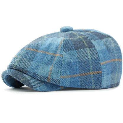 Men Berets Women Vintage Artist Painter Plaid Beret Hat