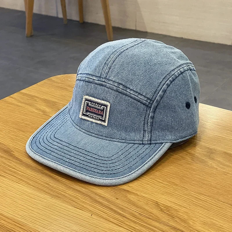 Vintage Flat Brim Denim Baseball Caps Male Women Harajuku Snapback Cap